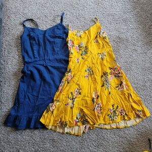 OLD NAVY size medium floral Yellow and Jean Blue women Dresses